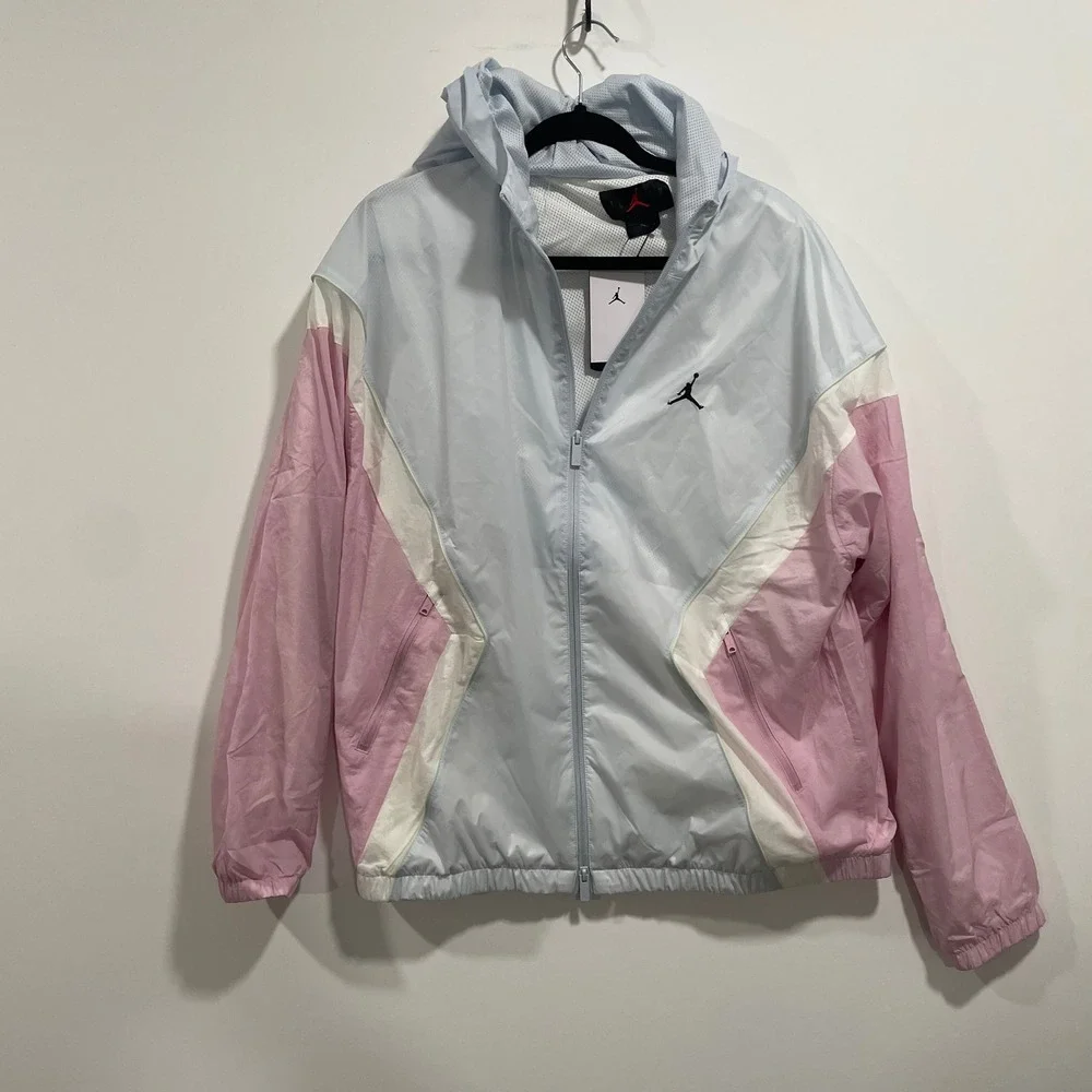 Jordan Essentials Mens Windbreaker Jacket Blue Pink HF9333-472 Size L NWT